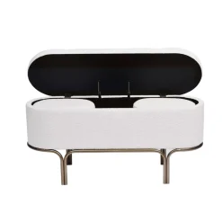 Panca contenitore e 2 pouf (L116 cm) Ivanhoe Ecru