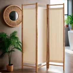 EMINZA Contenitori Bagno|Mobili Bagno-Paravento pieghevole in bambù 3 pannelli (135 x H170 cm) Hanoi