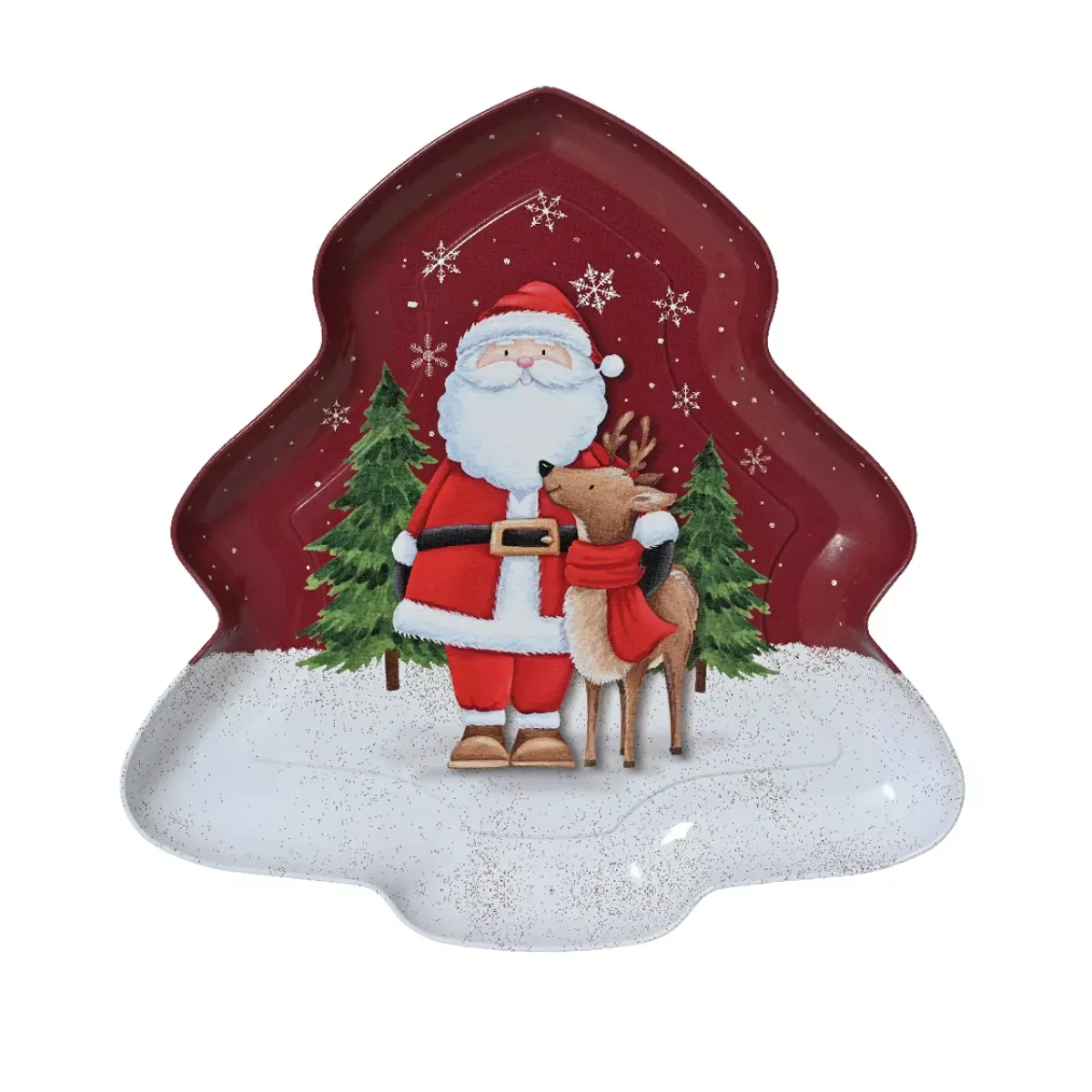 KAEMINGK Stoviglie Natalizie-Piatto decorativo (25 x 25 cm) Babbo Natale e la sua renna