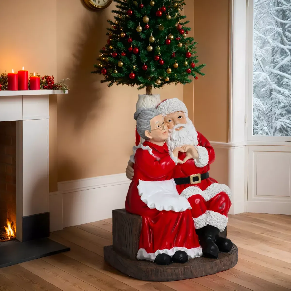 KAEMINGK Accessori Per Albero Di Natale-Piede di albero gigante (H97 cm) Babbo e Mamma Natale