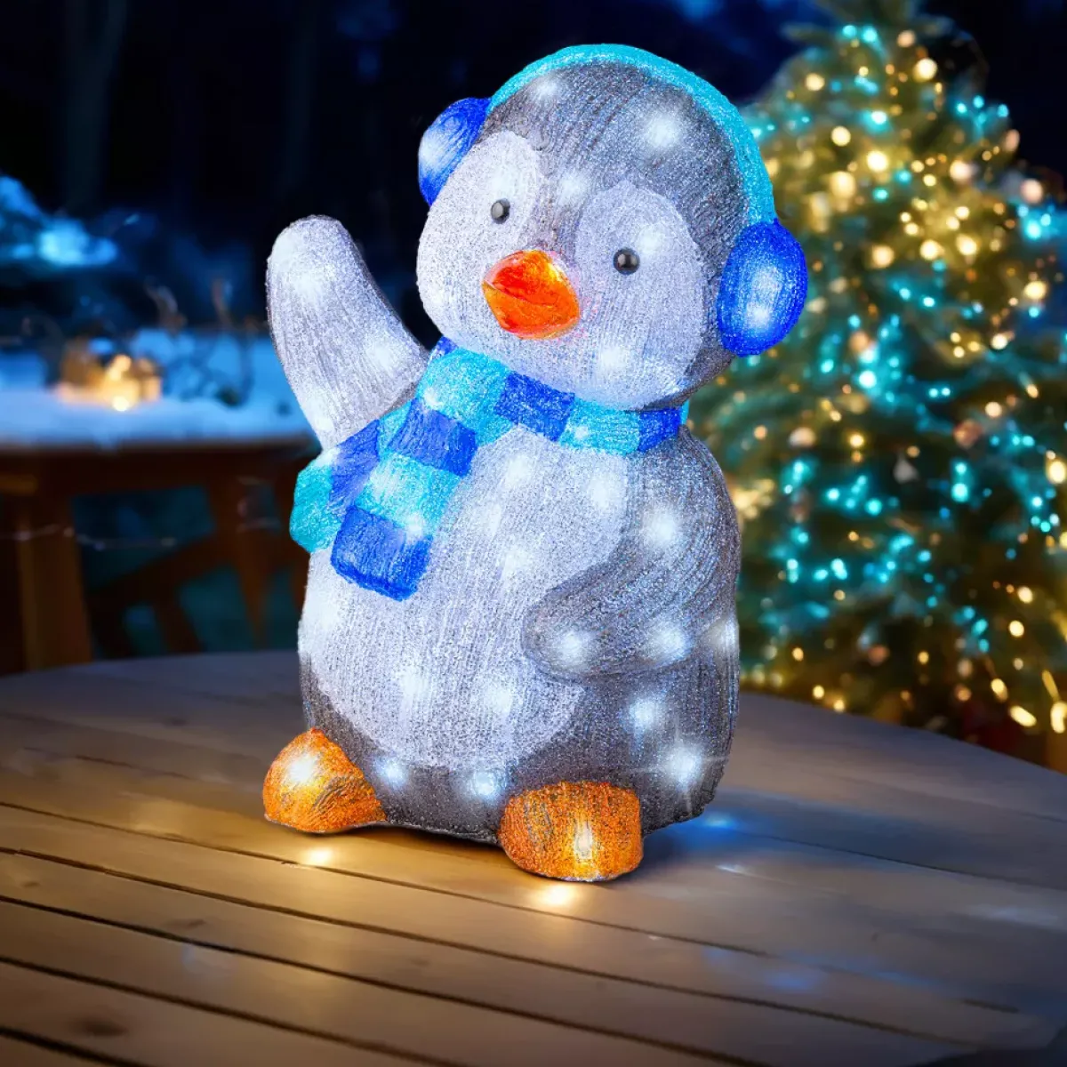 EMINZA Oggetti Decorativi E Illuminati|Babbo Natale Animali E Personaggi-Pinguino luminoso 70 LED (H64 cm) Frizmo