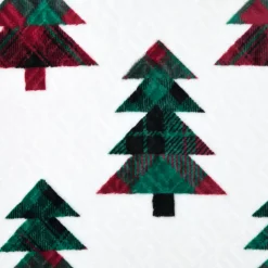 STOF Plaid E Cuscini Di Natale-Plaid di Natale in flanella (130 x 160 cm) Foresta di abeti Bianco e