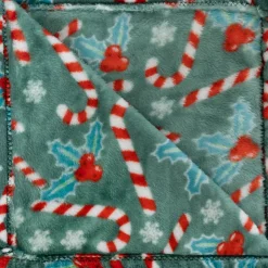 FEERIC LIGHTS Plaid E Cuscini Di Natale-Plaid di Natale (130 x 180 cm) Agrifoglio e Canna di zucchero
