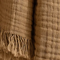 Plaid garza di cotone (160 cm) Gaïa Camel