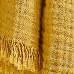 Plaid garza di cotone (220 cm) Gaïa Giallo zafferano