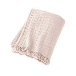 Plaid garza di cotone (160 cm) Gaïa Rosa cipria