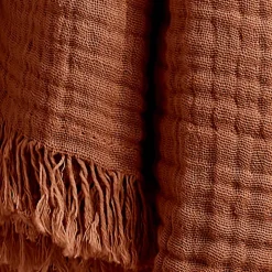 Plaid garza di cotone (160 cm) Gaïa Terracotta