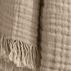 Plaid garza di cotone (180 x 220 cm) Gaïa Beige pampa