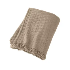 Plaid garza di cotone (130 x 160 cm) Gaïa Beige pampa