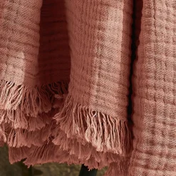 Plaid garza di cotone (180 x 220 cm) Gaïa Rosa pesca