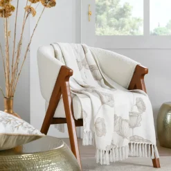 STOF Plaid E Teli Copritutto-Plaid in cotone riciclato morbido (125 x 150 cm) Oriana
