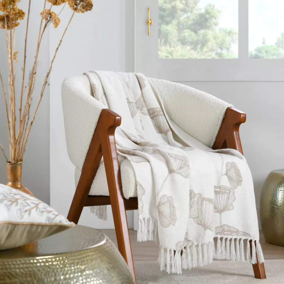 STOF Plaid E Teli Copritutto-Plaid in cotone riciclato morbido (125 x 150 cm) Oriana