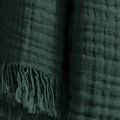 Plaid in garza di cotone (180 x 220 cm) Gaïa Verde abete