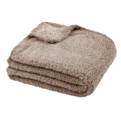 LOVELY CASA Plaid E Teli Copritutto-Plaid in pile (220 cm) Montreal Beige