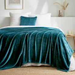 Plaid morbida in flanella (180 x 230 cm) Didou Blu petrolio