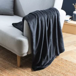 EMINZA Plaid E Teli Copritutto-Plaid morbido in flanella (130 x 180 cm) Didou Grigio