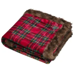 STOF Plaid E Cuscini Di Natale-Plaid natalizio in flanella (130 x 160 cm) Tartan a quadri rossi e verdi