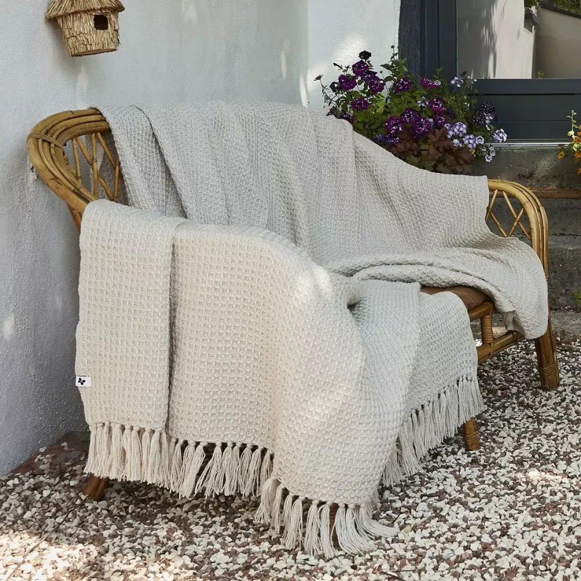 Plaid per divani in materiale riciclato (220 cm) Gabin Beige pampa