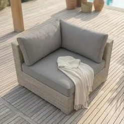Poltrona da giardino angolare in resina intrecciata Palma Grigio e antracite