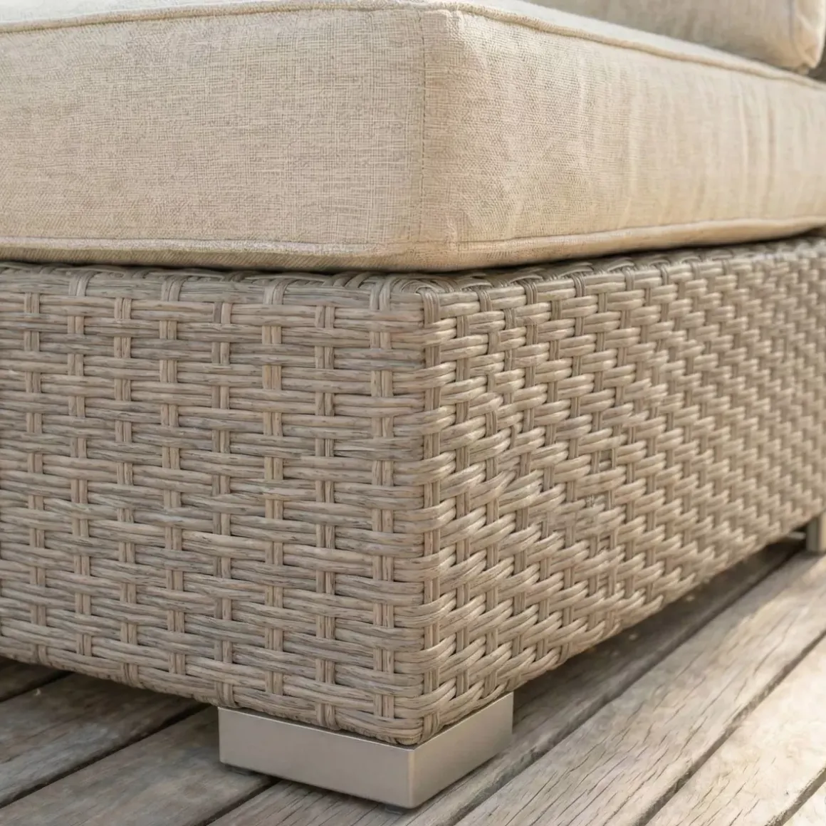 Poltrona da giardino angolare in resina intrecciata Palma Grigio e beige
