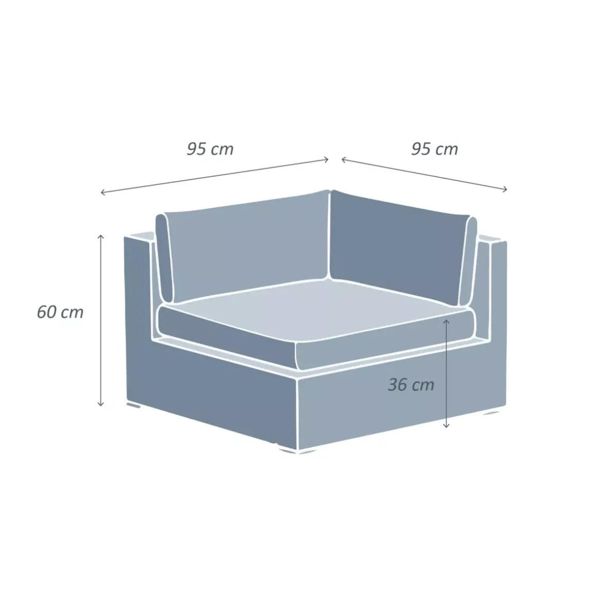 Poltrona da giardino angolare in resina intrecciata Palma Grigio e beige