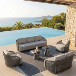 Poltrona da giardino effetto rattan e alluminio Riviera Grigio antracite