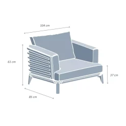 Poltrona da giardino in alluminio Monte Carlo Bianco e grigio chiaro