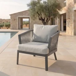 Poltrona da giardino rilassante in alluminio Amalfi Grigio antracite e grigio chiaro