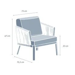 Poltrona da giardino rilassante in alluminio Amalfi Grigio antracite e grigio chiaro