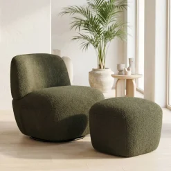 Poltrone-Poltrona girevole in bouclé (seduta 45 cm) Nyxor scuro