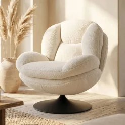 Poltrone-Poltrona girevole in bouclé (seduta 46 cm) Lomy