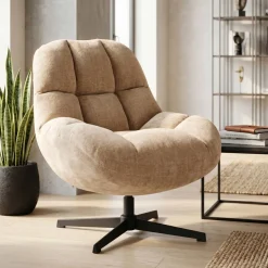 Poltrone-Poltrona girevole in tessuto (seduta 47 cm) Rezo Sabbia