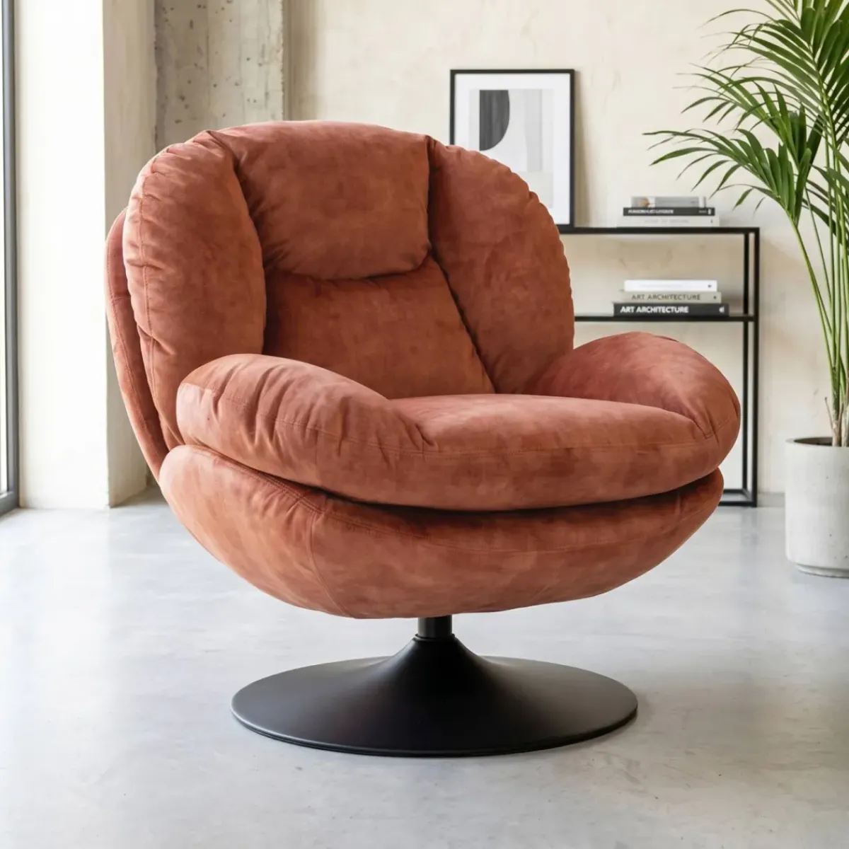 Poltrone-Poltrona girevole in velluto (seduta 46 cm) Lomy