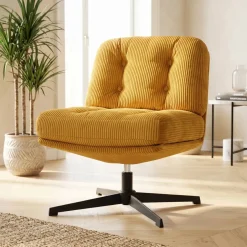 Poltrone-Poltrona girevole in velluto a coste (seduta 46 cm) Kult Miele