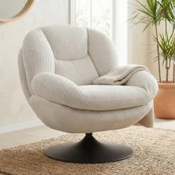 Poltrone-Poltrona girevole in velluto a coste (seduta 46 cm) Lomy