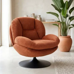 Poltrone-Poltrona girevole in velluto a coste (seduta 46 cm) Lomy