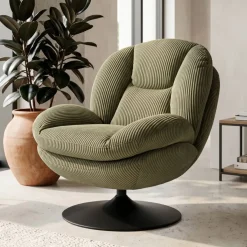 Poltrone-Poltrona girevole in velluto a coste (seduta 46 cm) Lomy