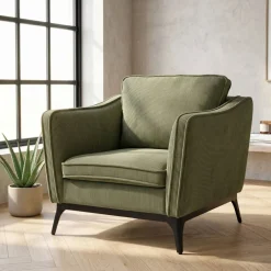 Poltrone-Poltrona in velluto a coste (Seduta 45 cm) Owen Verde pino