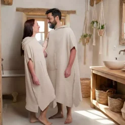Poncho adulto in garza di cotone S/M Gaïa Beige