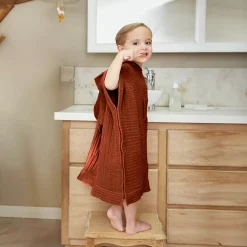 Poncho da bagno per bambini in garza di cotone 2/5 anni Gaïa Terracotta