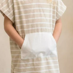 Poncho da bagno per bambini in cotone e spugna 6/10 anni Beige Nebbia
