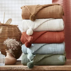 Poncho da bagno per bambini in garza di cotone 6/10 anni Gaïa Camel