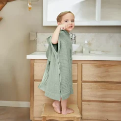 Poncho da bagno per bambini in Garza di cotone 2/5 anni Gaia Verde eucalipto