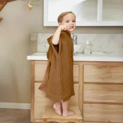 Poncho da bagno per bambini in garza di cotone 2/5 anni Gaïa Camel