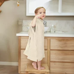 Poncho da bagno per bambini in garza di cotone 2/5 anni Gaïa Beige pampa