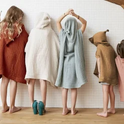Poncho da bagno per bambini in garza di cotone 6/10 anni Gaia Terracotta