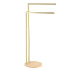 TENDANCE Contenitori Bagno-Porta asciugamani in metallo e poliresina effetto travertino (77,5 cm) Lina