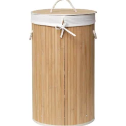TENDANCE Accessori Bagno-Portabiancheria rotondo Anako Beige