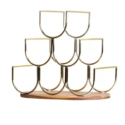 EMINZA Mobili Portabottiglie-Portabottiglie legno e metallo 6 scompartimenti (Alt 30 cm) Théo Or