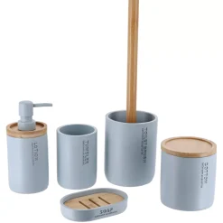 TENDANCE Accessori Bagno-Porta dischetti struccanti Purebamboo Azzurro